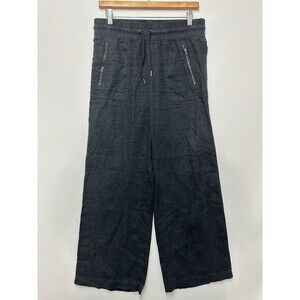 Athleta Women’s Cabo Linen Wide Leg Pants Black Size 2 Drawstring